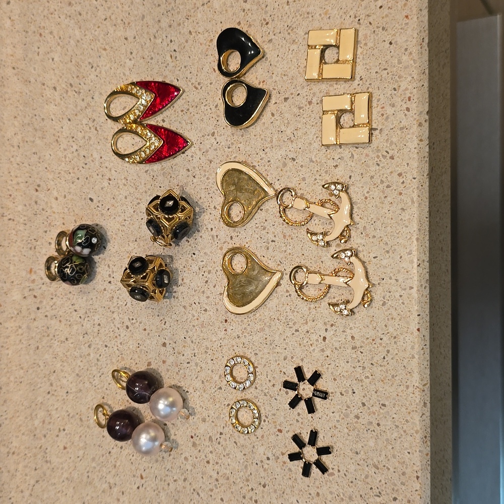 Lot of 10 "Hoop" Charms - Goldtone, Enamel, Beaded etc.